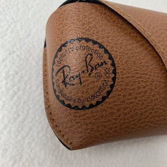 Ray-Ban Brown Semi Hard Sunglass Case Only 6” Faux Leather - Picture 2 of 9
